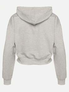 Casual Minimalist Solid Color Versatile Women Hoodies - Grey - View 7