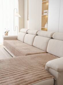 1pc Veet Washable Non-Slip L-Shaped Sofa Cover, Fits 3-Seater Sofa, Quilted Design, Magnetic Closure, Pet-Friendly Protection - Gray Velvet Sofa Cover