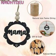 SBDBNMama Rear View Mirror Accessories Wooden Mama Rearview Mirror Hanger Monogram Mom Car Charm DIY Car Interior Accessories For Womengd76 - Black - View 3