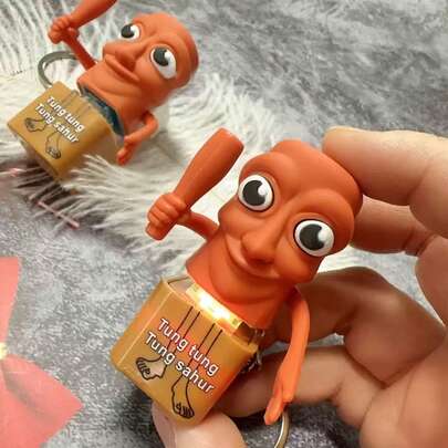 1pc 2025 Popular Gag Mountain Sea Classic Wooden Stick Creature "Tungtungsahur" Talking Weird Gadget, Keychain For Teens & Adults, Stress Relief One-Click Sound, Crazy Press Squeeze, Suitable For Teenagers, Office Workers, Socially Anxious, Prank Prop, Friends Party & Birthday Gift, Hilarious