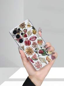 Estuche de teléfono transparente de verano impreso con patrones de labios de granada con cuentas burbujeantes que proporcionan protección de 360 grados para Galaxy A23/A13/A32/A52/A34/A24 4G/A05/A05s/A55/A56/S20/S20 Ultra/S23/S23 Ultra/S23 FE para smartphone, mejor regalo