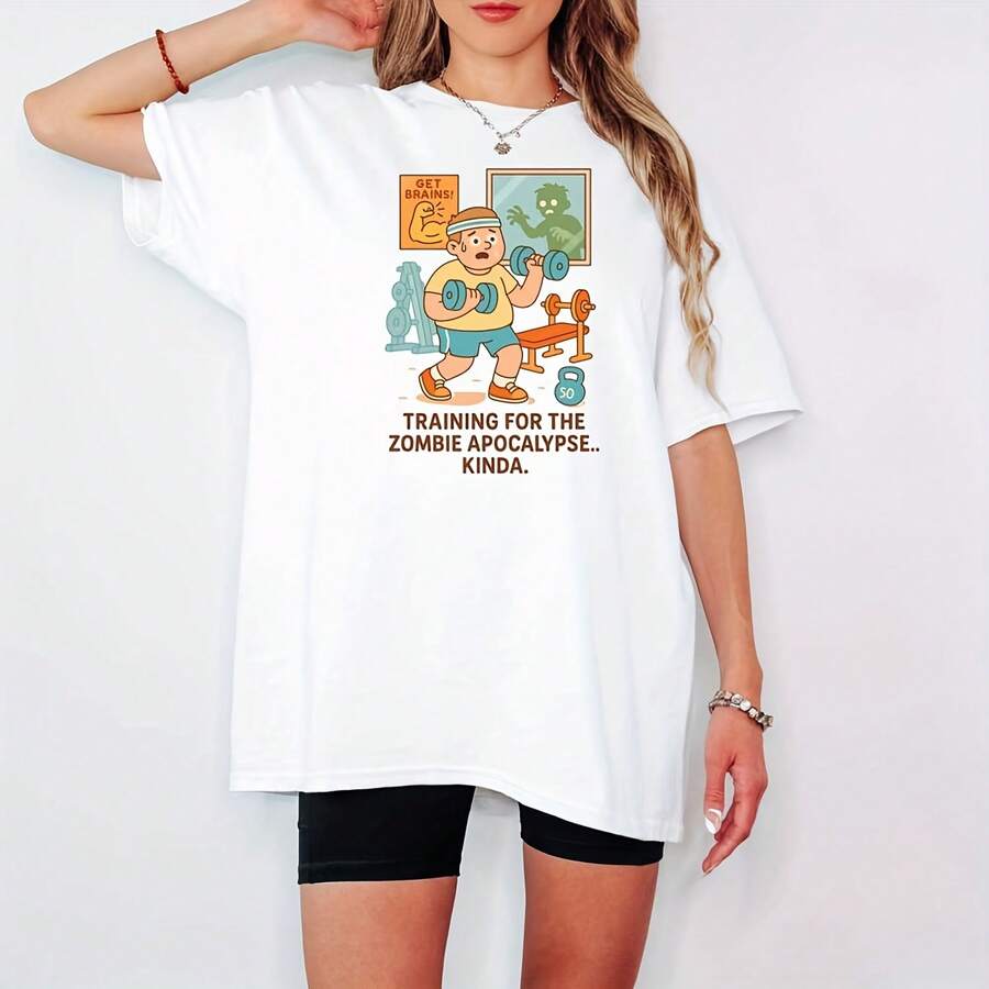 Zombie Apolypse Workou– Funny Gym  For Lazy Fitness Fans – Training For … Rta – Fit Humor Uni Gift 7329220g Double Yarn Sanding Cotton Heavy T-Shirt, Retro Box Cut + Rib Collar Oversize, Version Compatible With XXL-6XL Body Type. Exclus Developt Of 70's Hippie Style Tie-Dye Pess, Purple Orange Gradient Background With Moon Totem, Invisible Port Belt In Seam To E The Problem Of Neckline Deformation. Rmded With Wide-Leg Jeans Or Leather Vest, Suitable For Music Festivals, Art Exhibitions And Other Creat Scenarios, With A Series Of Headbands To Ence Modeling Integrity. - 白色 - 查看 1