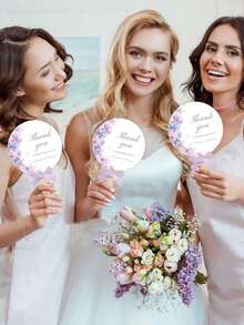 定制婚礼扇子，个性化姓名和日期，自然/蝴蝶/金色主题可选，实用的婚礼礼品和宾客礼物 - 彩色 - 查看 12