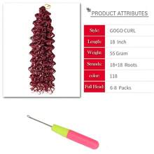 YXCHERISHAIR 8 Packs Curly Crochet Hair GoGo Curl Crochet Hair For Women Deep Wave Braiding Hair,Synthetic Bohemian Crochet Braids Water Wave Crochet Hair Extensions (18inch, 33/27) - Red - View 3