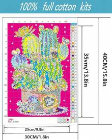 EstiloKit De Punto De Cruz Estampado Para Adultos Principiantes, Kit De Punto De Cruz, FáCil De Hacer Contado, Dimensiones Impresas, Manualidades, Kits De Bordado Para DecoracióN De Pared Del Hogar (11VersióN Mejorada - suculento punto de cruz - Ver 6