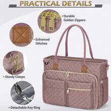 Teacher Tote Bag 15.6 Inch Laptop Bag For Women Work Bag Laptop Tote Nurse Bag Professional Computer Messenger Bag With Insulated Pocket, Laptop Briefcase For Office, College, Nursing - Bột cao su - Xem 4