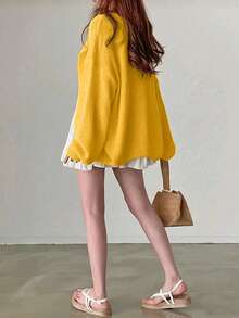 轻盈长袖针织开衫，春夏 - 黃色 - 查看 2