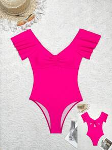 女士连体衣 - 玫紅色 - 查看 6