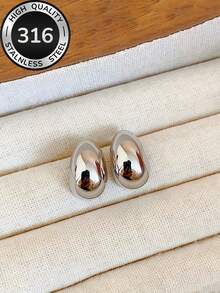 Pendientes de gota chapados en oro de 18K de acero inoxidable para mujeres, de baja alergia, antidecoloración, cómodos y versátiles, minimalistas y elegantes, adecuados para uso diario o fiestas, joyería de moda de alta calidad, regalo ideal para mujeres - Plateado - Ver 6