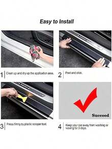 Easypie Selection 4pcs Car Threshold Protection Sticker Carbon Fiber Sticker Paper Car Door Scratch Scrape, Prevent Dirt Step The Pedal The Rear Box Protective Bar