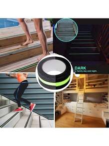 Heavy Duty Anti Slip Tape With Glow In The Dark Strips For Stairs Outdoor/Indoor Waterproof Non Skid Roll For Stair Steps Traction Tread Staircase Grips (1.97 Inch X 197inch, Black )Including Stairs, Patio, Entryways, Ladders, Scooters.