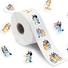 Bluey 500 piezas de pegatinas de rollo del anime Bluey, pegatinas de recompensa de dibujos animados de animación divertida para decorar portátiles, teléfonos, guitarras, patinetas, regalos