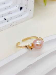 1pc Handmade Baroque Style Irregular Pearl Ring, Silver Vintage Stacking Rings For Women Everyday Wear