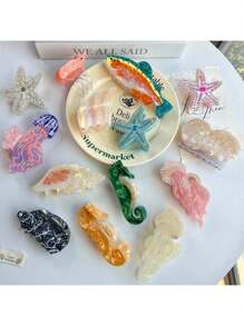 Claw Clips Premium Elegant Faux Pearl & Tassel Hair Clips, Large Size Barrette, Ocean Theme, Cute Hair Accessories For Women & Girls, Bangs Clips, Side Hairgrip, Mermaid Ocean World Hair Pins, Bow Hairclips, Bow Accessories, School Stuff, College Autumn Accessories Fall Winter For Vacation Outfits Woman