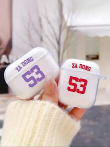 1pc Customized Earphone Case, Personalized With Name/Number, Fashionable TPU Soft Earbud Protector, Cute Text Design, Compatible With Apple Earphones 1/2/3/4/Pro/Pro2, Ideal Gift For Boyfriend/Girlfriend, Anniversary