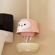 Diseño de dibujos animados lindos Cepillo de inodoro con soporte, cepillo de inodoro de baño montado en la pared, cepillo de mango largo para una limpieza a fondo