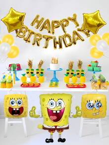 SpongeBob SquarePants 18件套海绵宝宝主题海绵宝宝和派大星铝箔气球套装 - PVC派对装饰套装，生日派对装饰，增添节日气氛 - 适用于家庭聚会、周年纪念日和节日、婚礼、生日、圣诞节、家居装饰、圣诞装饰、房间装饰、冬季圣诞装饰、圣诞礼物、圣诞装饰品 - 彩色 - 查看 7