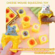 1/3/5 قطعة ألعاب سكويشي فوفو عشوائية الألوان، لعبة ضغط الفأر الجبن لتخفيف التوتر، لعبة فأر الجبن المطاطية، ألعاب حسية ممتعة، ألعاب جميلة بشكل الجبن لتخفيف التوتر للأطفال والبالغين - متعدد الألوان - مشاهدة 4