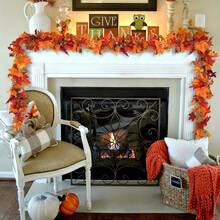 68.89 Feet Fall Leaf Garland - Artificial Maple Leaves Hanging Vines With Realistic Autumn Colors, Perfect For Thanksgiving, Halloween, Wedding, Christmas,Fireplace, Party, Porch& Home Decor - Durable & Weather- For Indoor/Outdoor Seasonal Decoration - Burnt Orange - View 6
