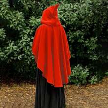 1 chiếc áo choàng trùm đầu phong cách Gothic cổ điển, thích hợp cho trang phục dự tiệc Halloween, trang phục Giáng sinh - Đỏ - Xem 4