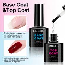 LIMEGIRL 8ml Gel Top Coat, 2025 New Super Glossy Base & Top Coat Set, Soak-Off LED/UV Lamp, Acid-Free No Wipe Transparent Base & Top Coat Gel Nail Polish