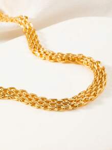 1 件宽蛇骨扁平链项链，适合日常佩戴和派对
