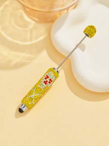 1/3/5/10pcs Multi-Color Luxury Fruit Crystal Beads Pen Refill, Black Ink, Smooth Writing, Full Covered Rhinestone Ballpoint Pen, Creative DIY Jewelry Pen, School/Office/Study Supplies, Gift