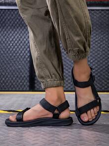 男士时尚露趾透气凉鞋，舒适防滑休闲鞋，适合春夏季户外徒步和徒步旅行 - 黑色 - 查看 6