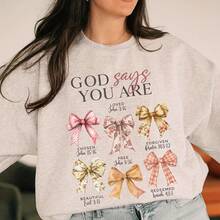 1 件/2 件/3 件基督教励志圣经经文热转印贴纸，混合颜色乙烯基，带有拱形“上帝说你是”经文设计，耐用热压补丁，适用于 T 恤、连帽衫、织物装饰、枕套、包包和服装装饰 - 彩色 - 查看 7