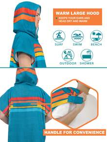 SUN CUBE Surf Poncho Changing Robe With Hood | Absorbent Quick Dry Microfiber Wetsuit Changing Towel With Pocket For Surfing Men Women (Black) - Sunset Blue - View 2