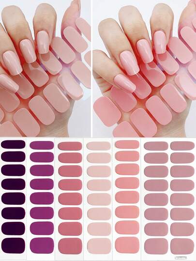 6 Full Coverage Nail Wrap Solid Color Instant Self Adhesive Nail Art Nail Stickers With Long-Lasting Bright Nail Supplies For Pressed On Nails For Effortless Nail Art For Women & Girls Family Salon
