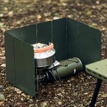 1pc Square Metal Camping Stove Windshield, Foldable Outdoor Cooking Partition, Lightweight Aluminum Alloy Flame Resistant Barrier With Backpack And Hiking Storage Bag - Army Green - View 2