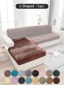 1 pieza Funda de cojín de sofá de peluche de zorro plateado gris oscuro, minimalista clásica, funda protectora decorativa a prueba de polvo de unicolor y elástica, adecuada para hotel, dormitorio, decoración de sala de estar, decoración de habitación, negro, gris claro, caqui, decoración de otoño, decoración de habitación, vuelta al colegio, útiles escolares