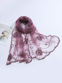 1条女士多色刺绣花卉围巾，春夏秋季皆宜，时尚甜美，遮阳防尘，度假/日常披肩，波西米亚风，情人节礼物 - 彩色 - 查看 10