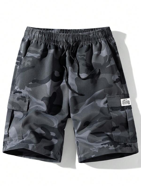Men's New Camo Woven Fabric Five-Minute Cargo Shorts For Summer