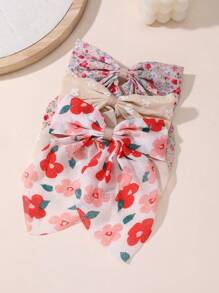 Set 3 buc. agrafe de păr cu fundă florală și margarete pentru fete