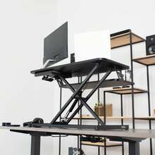 Height Adjustable Standing Desk 32" Wide Sit To Stand Converter Stand Up Desk Tabletop Workstation For Dual Monitor Riser -Black - Black - View 3