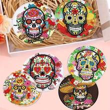 全新 DIY 钻石画，全钻水钻杯垫/装饰品，适用于客厅/卧室，适合作为万圣节礼物 - 彩色 - 查看 4