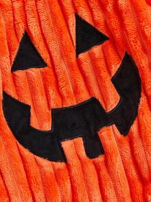 Infant Baby Halloween Bubble Romper Pumpkin Ghost Embroidery Long Sleeve Bodysuit With Hat Clothes Set - Orange - View 6