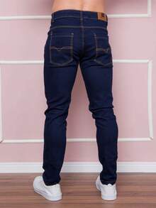 Men's Basic Jeans With Elastane And Pockets Direct From The Factory - Navy Blue - View 4