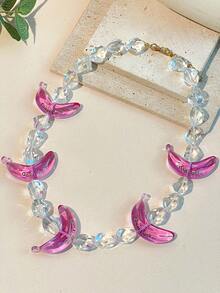 1 件女士时尚香蕉串珠项链，水果系列设计，树脂材质，适合海滩、休闲、日常佩戴 - 香蕉款 - 查看 6