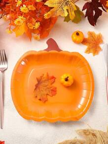 10/20 件秋季南瓜纸盘，一次性盘子 9 英寸感恩节丰收橙色派对餐盘，适用于秋季节日餐饮活动餐饮派对礼品，万圣节派对礼品，适用于厨房家居餐饮用品 - 橘色南瓜 - 查看 2