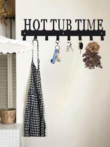 رف منشفة مثبت على الحائط ب- 8 خطاطيف، قطعة واحدة باللون الأسود | للمناشف والأردية والمعاطف والحمامات الساخنة والأماكن الخارجية والفنادق والمنتجعات والمسابح ومراكز الصحة المنزلية