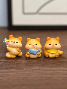3pcs Cute Mini Cat Statues, Resin DIY Desktop Decorations, Miniature Landscape Accessories, Suitable For Various Rooms, Festival Creative Decorations, Christmas, Halloween, Cat Enthusiasts' Preferred Gifts - Multicolor - View 2