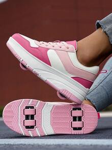 “青少年多功能粉色轮滑鞋——可在海外步行和滑冰之间无缝切换” - 粉色 - 查看 2