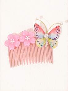 1 件儿童可爱简约花卉蝴蝶装饰发夹配件 - 彩色 - 查看 4