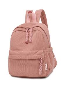 Lightweight Compact Mini Corduroy Solid Color Backpack, Suitable For Teenagers, Boys And Girls, Work, Commuting, Back To School