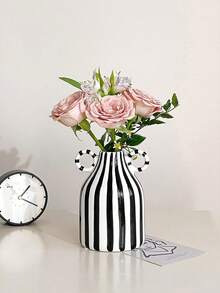 1 件黑白条纹陶瓷花瓶，手绘现代简约波西米亚风格装饰，中央餐桌，厨房书桌，书架，卧室美学 - 彩色 - 查看 8