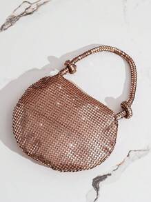 新款亮片铝合金球形拉链女士手提包，便携式派对手拿包，时尚百搭新奇钱包