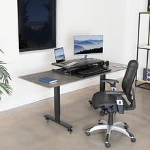Height Adjustable Standing Desk 32" Wide Sit To Stand Converter Stand Up Desk Tabletop Workstation For Dual Monitor Riser -Black - Black - View 5